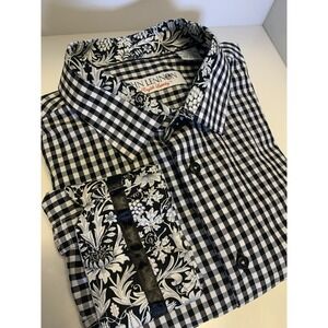 John Lennon By English Laundry‎ Men's XL Long Sleeve Black White Flip Cuffs